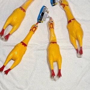 Yellow Rubber Chicken Dog Toy